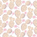 Bold soft pink cactus vector seamless pattern texture.