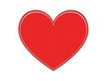 Vibrant Red Heart with White Outline on White Background Royalty Free Stock Photo