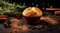 Bold And Spicy Muffin On Dark Background