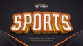 Bold Sports Text Style in White and Orange with 3D Effect