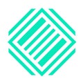 Bold Square Graphic with Dynamic Teal Diagonal Lines on Black