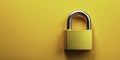 A Bold Statement of Security Robust Yellow Padlock with Silver Shackle Against a Vibrant Yellow Background for Visual Royalty Free Stock Photo