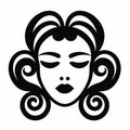 Bold Stencil Art: Whimsical Cartoon Of Ideal Woman With Curly Hair