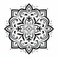 Bold Stencil Black And White Mandala Design With Baroque-inspired Ornamentation