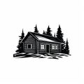 Bold Stencil Cabin Illustration Icon - Clean Vector Art