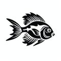 Bold Stencil Fish Illustration: Luxurious Wall Hanging With Tropical Symbolism
