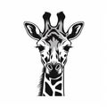 Bold Stencil Giraffe Head: Black And White Cartoonish Icon
