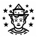 Bold Stencil Illustration Of Crowned Character With Toy-like Proportions Royalty Free Stock Photo