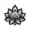 Bold Stencil Lotus Flower Illustration On White Background