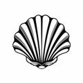 Bold Stencil Sea Shell Drawing: Vintage Minimalistic Symmetry