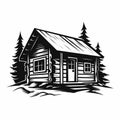 Bold Stencil Style Illustration Of A Log Cabin