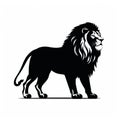 Bold And Striking Black Lion Silhouette On Clean White Background