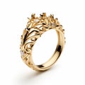 Bold And Striking St. Valentine Trld 3 Ring In Yellow Gold