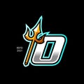 Bold and strong logo design initial O trident Royalty Free Stock Photo