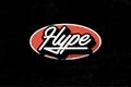 Hype Text Logo with Red Oval and Black Background Royalty Free Stock Photo