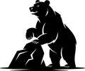 Stylized Black Bear Standing Next to a Rock Royalty Free Stock Photo