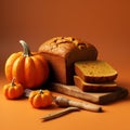 Bold And Subtle 3d Scene Of Bread And Pumpkins With Warm Color Palettes