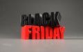 Bold text of the words BLACK FRIDAY with contrasting black and red letters on a neutral background in 3D rendering Royalty Free Stock Photo