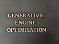 A bold tGenerative Engine Optimisation text on a dark background. Conveys modern technology, engineering and AI-inspired branding Royalty Free Stock Photo
