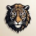 Bold Tiger Head Design On Beige Background Royalty Free Stock Photo