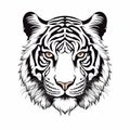 Bold Tiger Head Graphic Illustration In Dark White Style