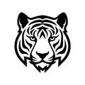 Bold Tiger Head Iconography On White Background