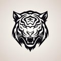 Bold Tiger Head Illustration With Stenciled Iconography