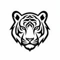 Bold Tiger Head Stencil Iconography On White Background