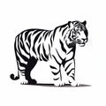 Bold Tiger Silhouette On White Background - Clean And Striking Design