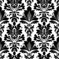 Bold Traditional Damask Vector With Black And White Flower Pattern