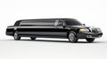 Bold And Vibrant Black Limo On White Background