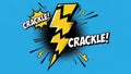 Dynamic comic-style crackle effect with lightning bolt on blue background Royalty Free Stock Photo
