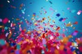 Bold and vibrant confetti burst against a