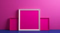 Bold And Vibrant 3d Frame On Pink Wall With Blue Background