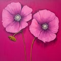 Bold And Vibrant Pink Poppy Flower Painting On Canvas