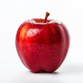 Bold And Vibrant Red Apple On White Background