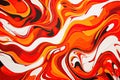 Bold and vibrant wallpaper with sinuous curves in red and orange on a white background Royalty Free Stock Photo