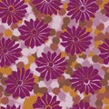 Bold Vintage Floral Purple and Orange 70s