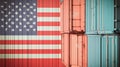 American Flag Painted on Shipping Containers with Industrial Stack Royalty Free Stock Photo