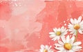 Bold white daisies pop against a textured crimson background, their crisp outlines and detailed centers providing a