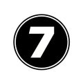 Bold White Number 7 Inside Black Circle with White Outline seven digit Royalty Free Stock Photo