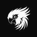 Striking white parrot head vector illustration, a minimal animal silhouette Royalty Free Stock Photo