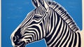 Bold Woodcut-inspired Zebra Print On Blue Background