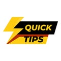 Quick tips banner featuring a yellow lightning bolt Royalty Free Stock Photo