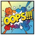 Vibrant comic book style oops explosion with bright colors and dynamic lines Royalty Free Stock Photo