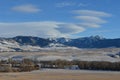 Bolder River with Rocky Mountains Royalty Free Stock Photo