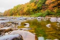 Bolders in shallow river in New England White Mountains National Park Royalty Free Stock Photo