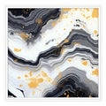 Boldly black and gold framed marble art with fluid impressions