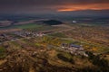 Boldogko, Hungary - Aerial view of Boldogko Castle Boldogko vara/Boldogkovaralja at autumn season with sunset Royalty Free Stock Photo