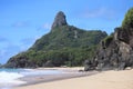 Boldro beach with Pico Hill in background, archipelago Fernando de Noronha, Pernambuco, Brazil.